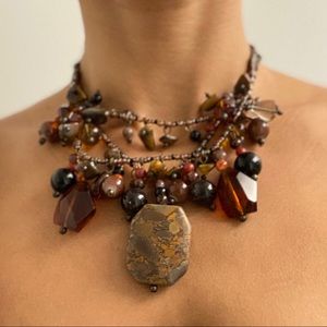 LAYERED BEAD AND STONE NECKLACE